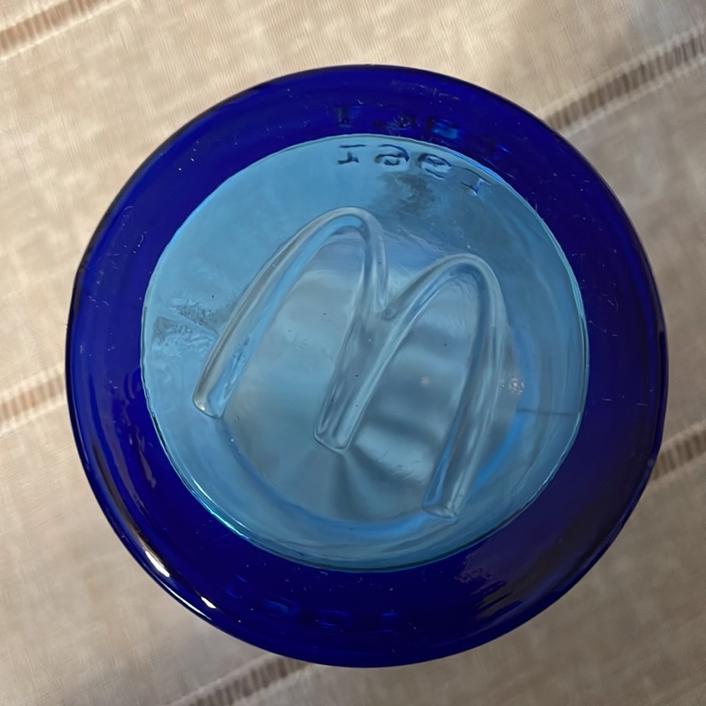 Colbalt blue McDonald’s coke glass from 1961 in excellent vintage condition